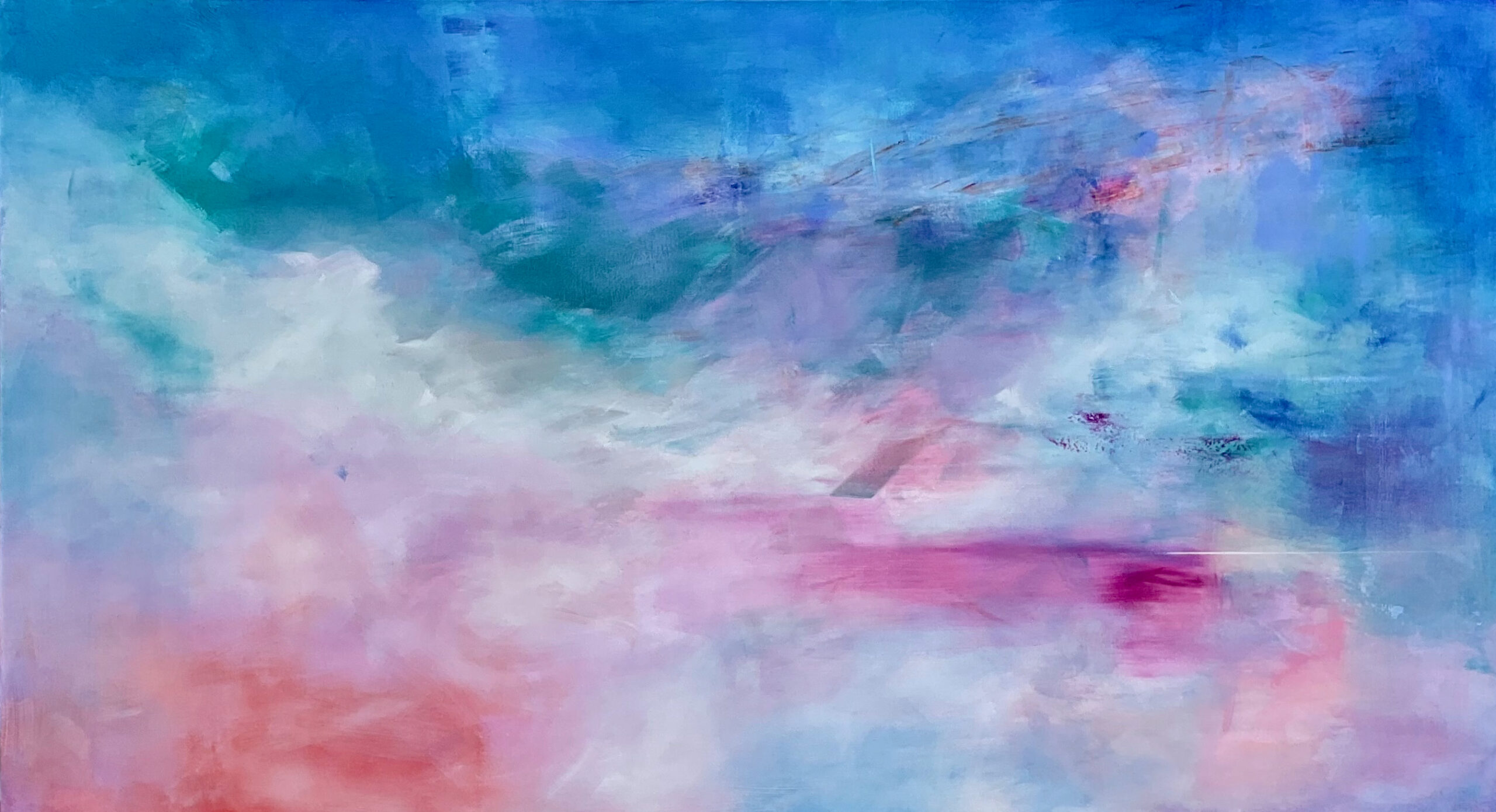 soft blues and magenta, abstract horizon and water forms